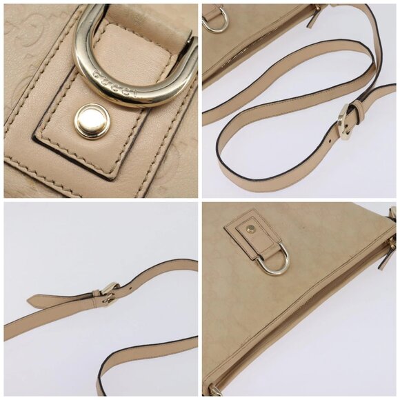 GUCCI GG Canvas Guccissima Abbey Bag Leather Beige Gold 131326 Auth 147484 - Picture 16 of 16